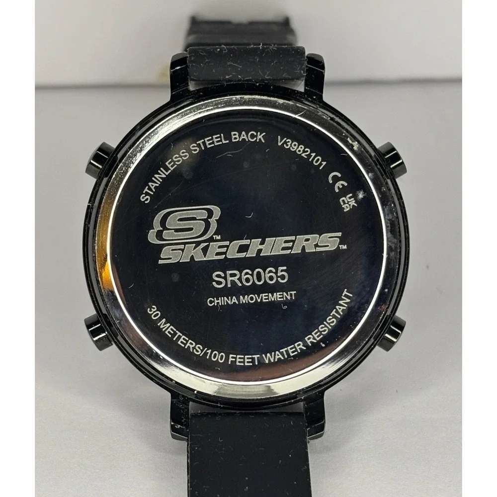 Skechers Digital Watch SR6065‎ Black Silicone Strap 30M Water Resistant New Batt
